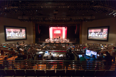 Led wall & video monitor in a conference